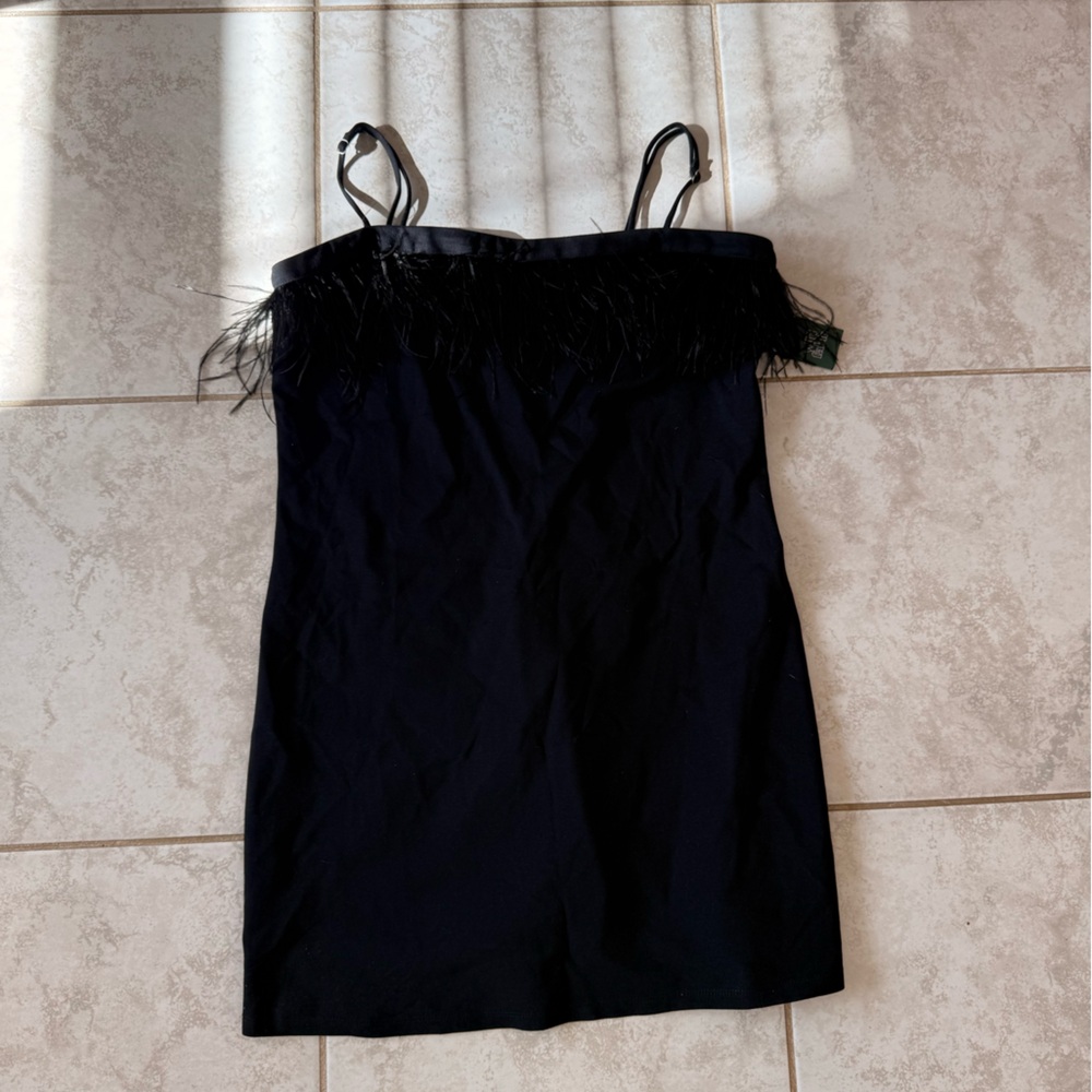 Wild fable Black mini dress with Feathered Hem